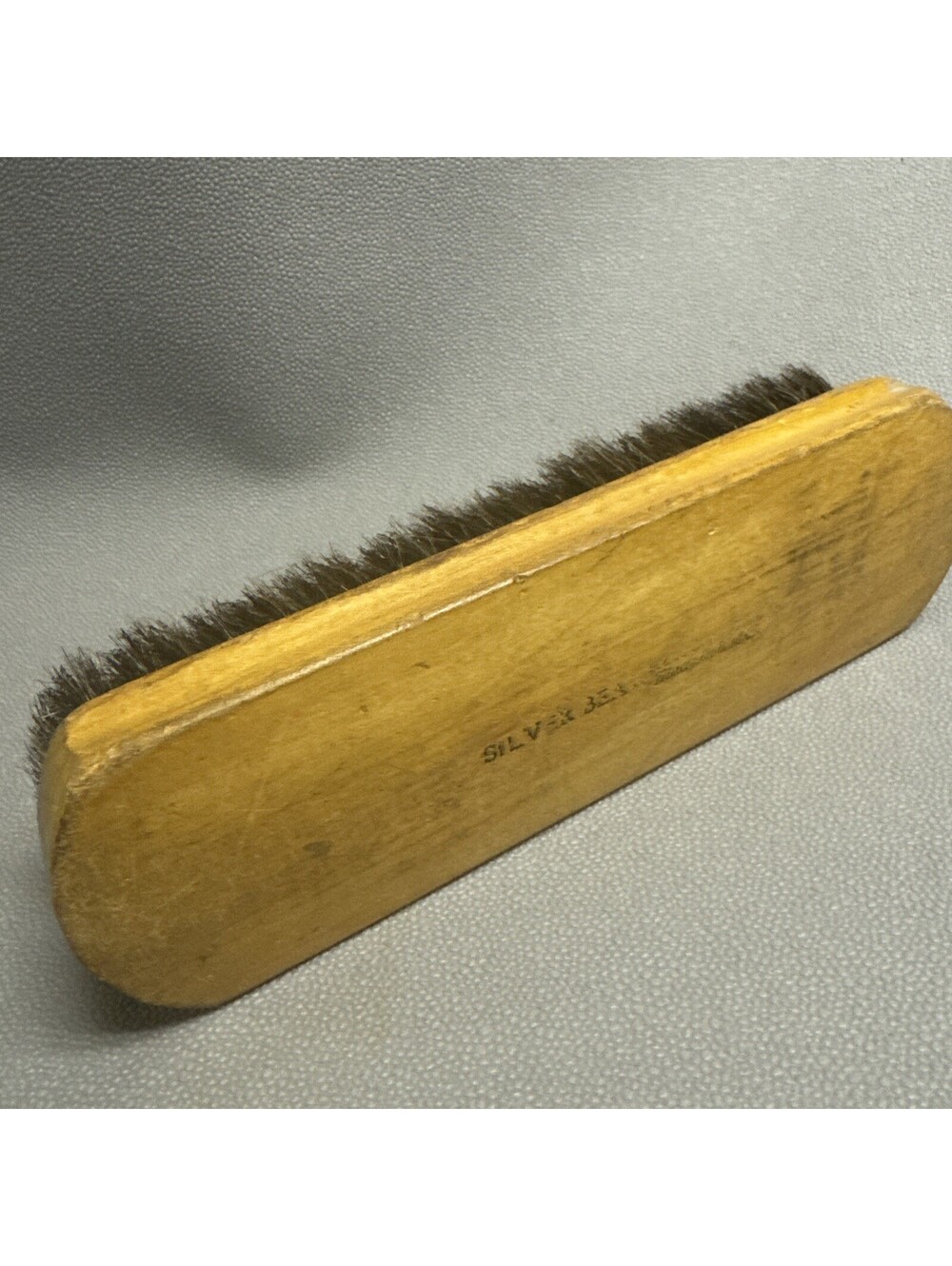 Vintage Brush Empire U.S.A. SILVER BEAR Shoe Polisher Pure Horsehair Brush 8.5”